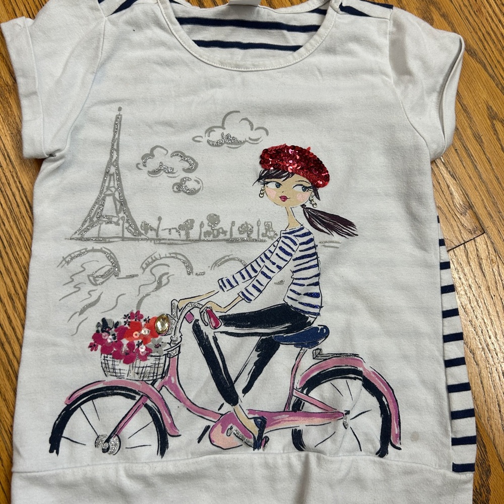Gymboree White and Red Parisian Graphic Tee